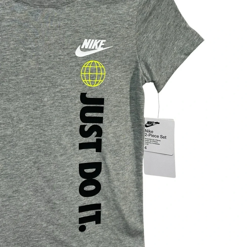 Nike Toddler Boys Fleece Jogger Pants &‎ T-shirt Outfit Set Size 4 Black-Gray